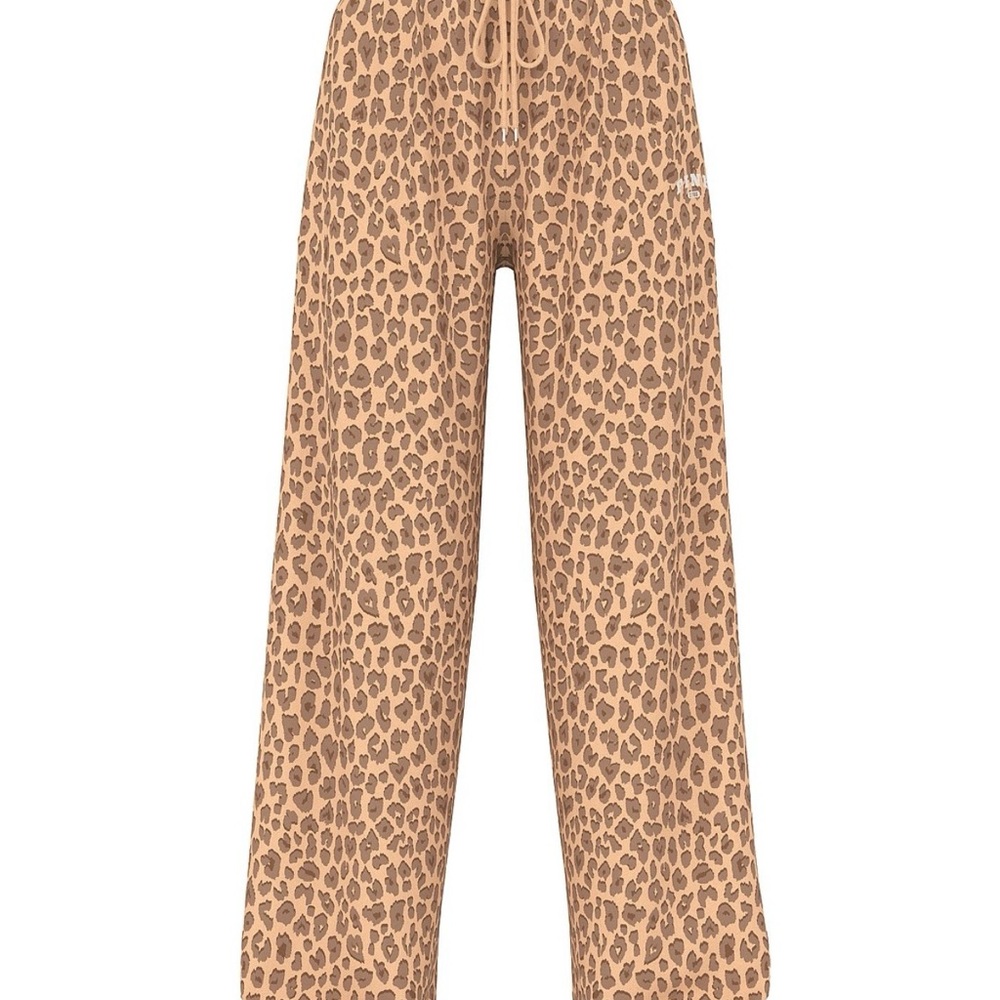 Victorias Secret PINK Ivy Fleece Wide-Leg Split-Hem Sweatpants in Leopard